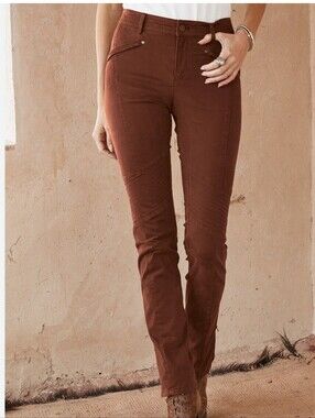 Peruvian Connection Cordovan Motorcycle Pants 18 Ribbed Knee Skinny Moto Stretch